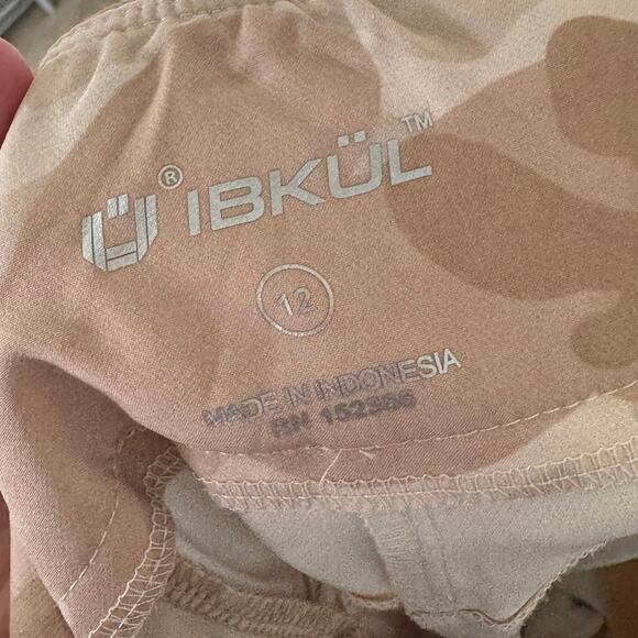 IBKUL Camo Printed Pull On Ankle Pant Tan Cream Tennis Athleisure 12 - Picture 5 of 5